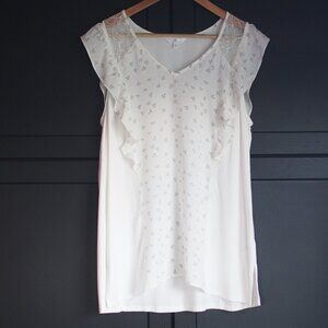 Camber & Grace | Flutter Sleeve Mixed Media Top